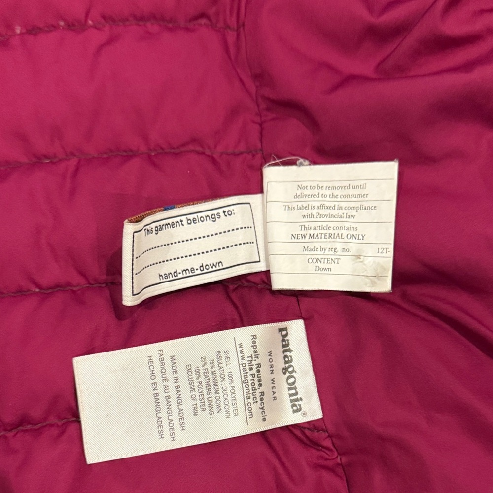 Patagonia Kids Navy and Pink Puffer Jacket - Picture 3 of 4